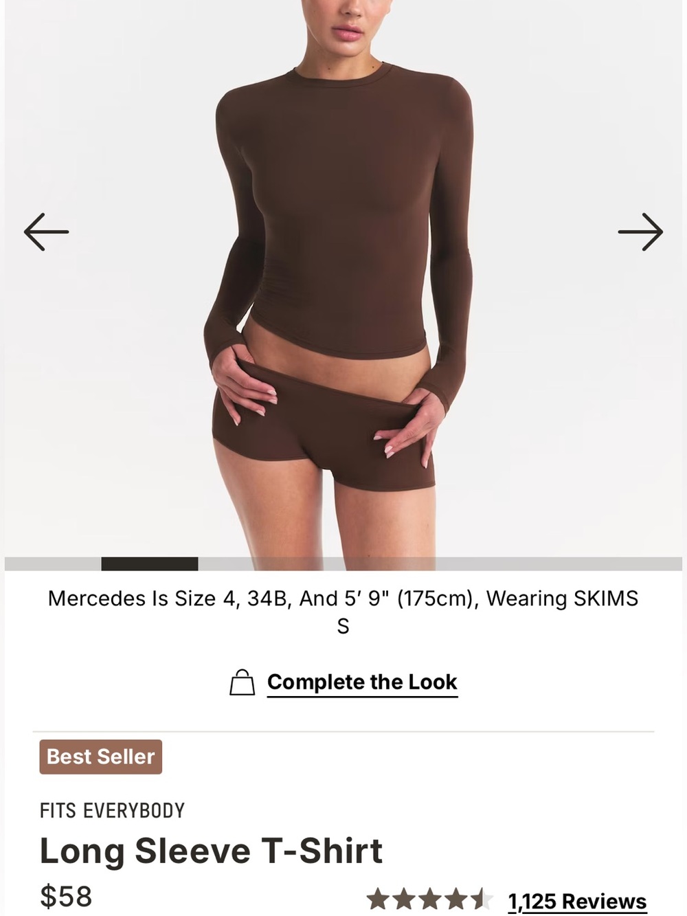 SKIMS FITS EVERYBODY Long Sleeve T-Shirt Cocoa Brown XS NWT!!